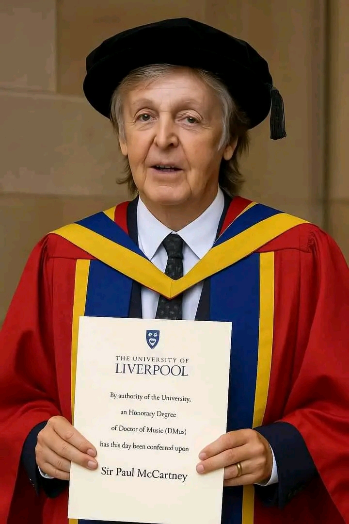 Sir Paul McCartney has been awarded an honorary Doctor of Philosophy (PhD) by the University of Liverpool, recognizing his contributions to music. The university acknowledged his “outstanding and sustained contribution to music and popular culture”. He received the degree during a ceremony…see more details 👉 👉 